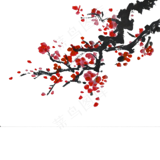 边角一枝花-梅花png素材