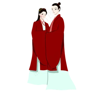 手绘矢量卡通情人节七夕节情侣牛