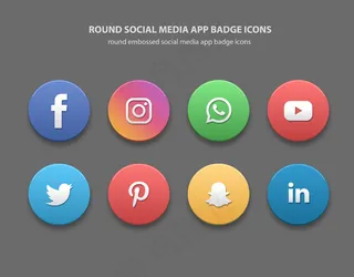 圆形社交媒体应用程序徽章图标