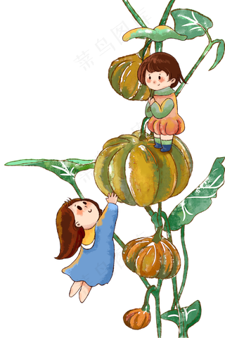 秋分节气南瓜与少女