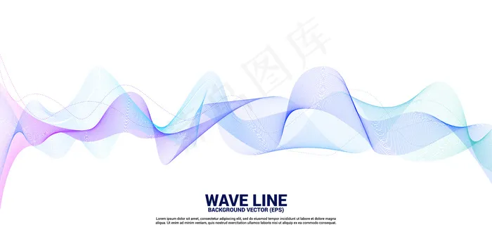 白色背景上的紫色和蓝色声波线曲线。主题技术元素未来主义矢量eps,ai矢量模版下载