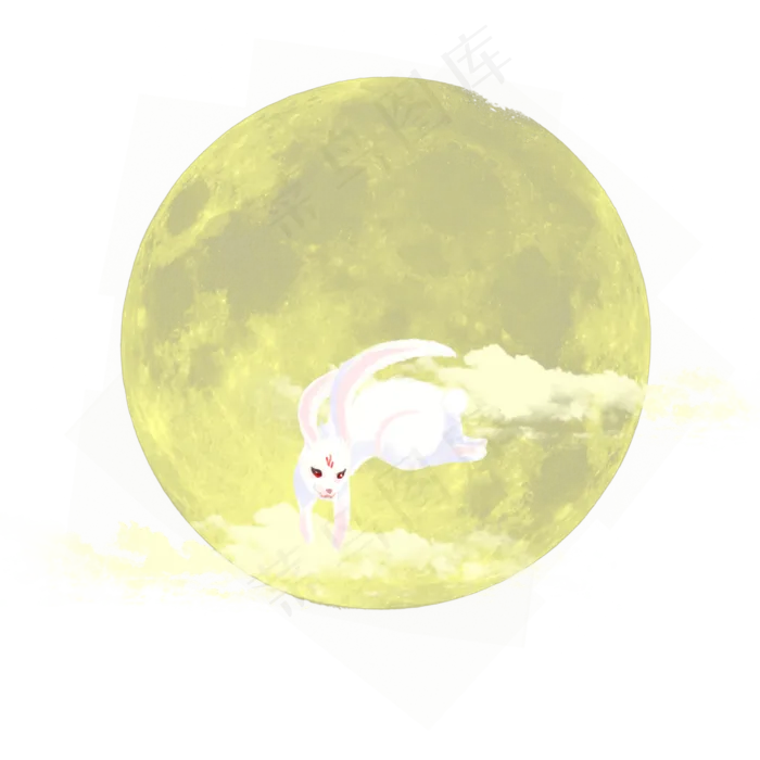 中秋月亮玉兔免扣素材(2000X2000(DPI:300))psd模版下载
