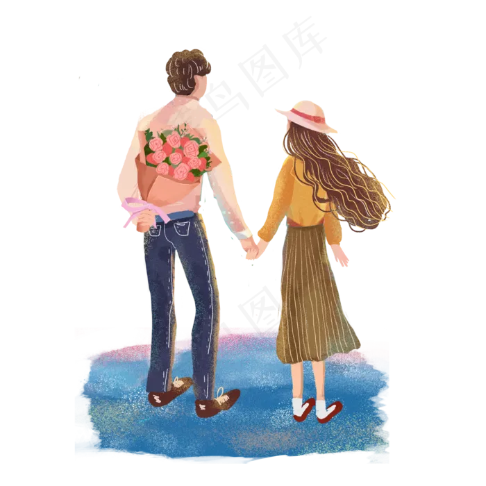 唯美七夕情侣png素材(2000X2000(DPI:300))psd模版下载