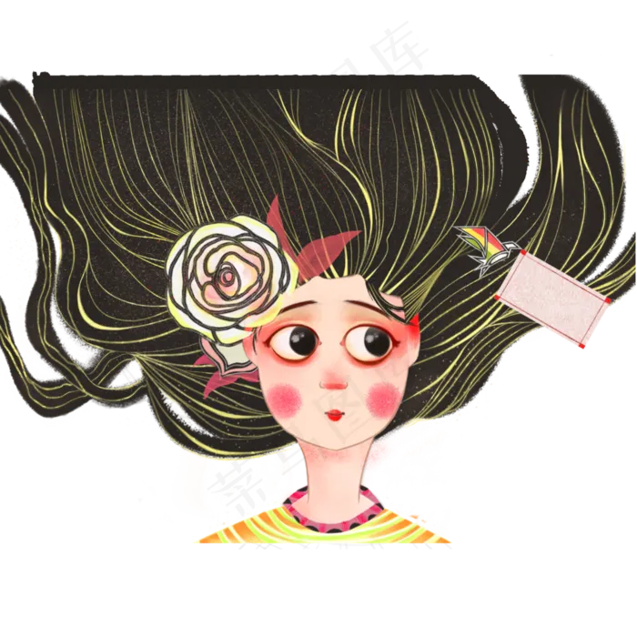 女孩七夕情人节书信png免抠图(3545X5315(DPI:300))psd模版下载