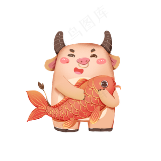 牛年春节喜庆锦鲤牛