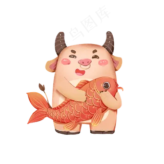 牛年春节喜庆锦鲤牛