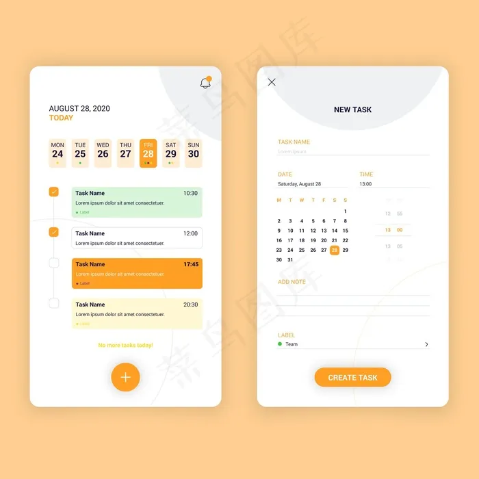 任务管理应用程序界面eps,ai矢量模版下载