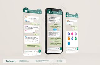 手机上的Whatsapp接口模板和ui-ux应用程序app演示模型样机