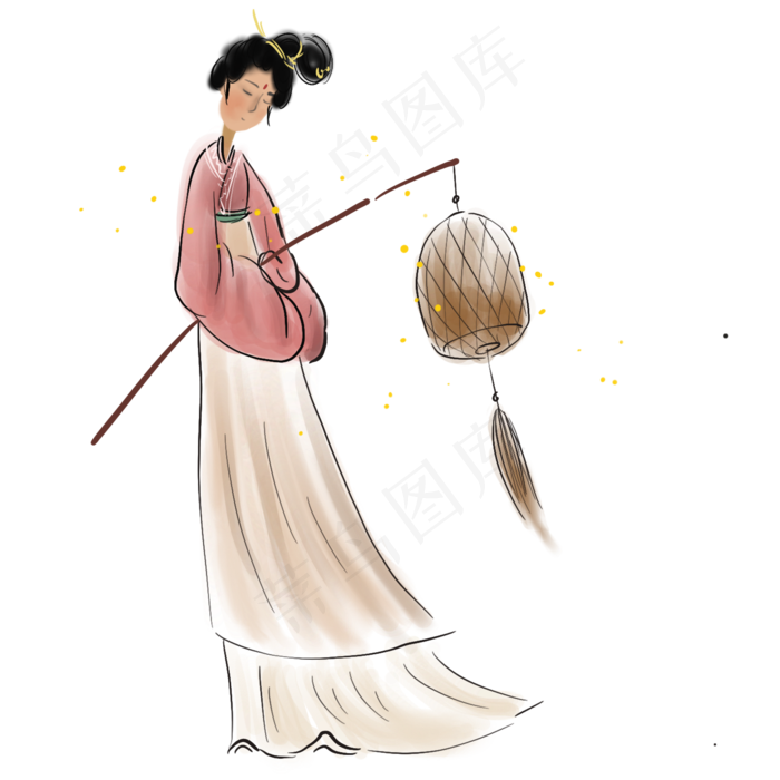 中国风古风拿灯笼的少女(2000X2000(DPI:300))psd模版下载