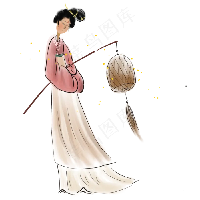 中国风古风拿灯笼的少女(2000X2000(DPI:300))psd模版下载