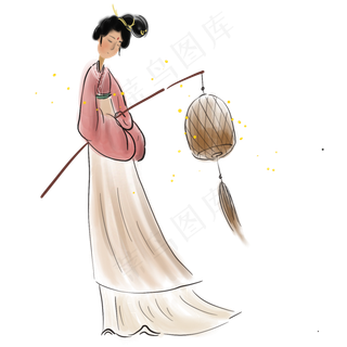 中国风古风拿灯笼的少女
