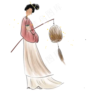 中国风古风拿灯笼的少女