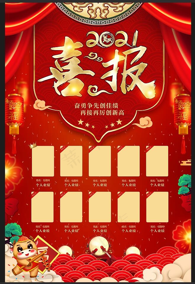 喜报新年红色喜庆
