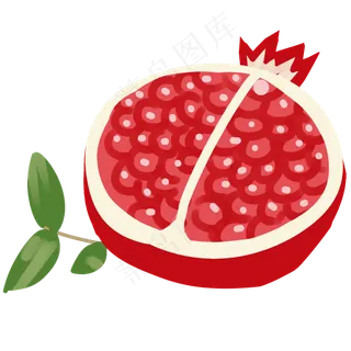 一刀切开的卡通石榴