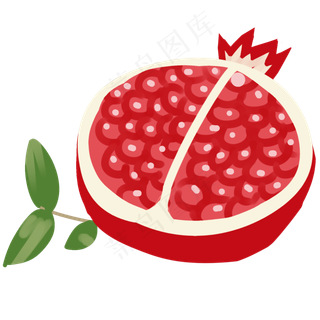 一刀切开的卡通石榴