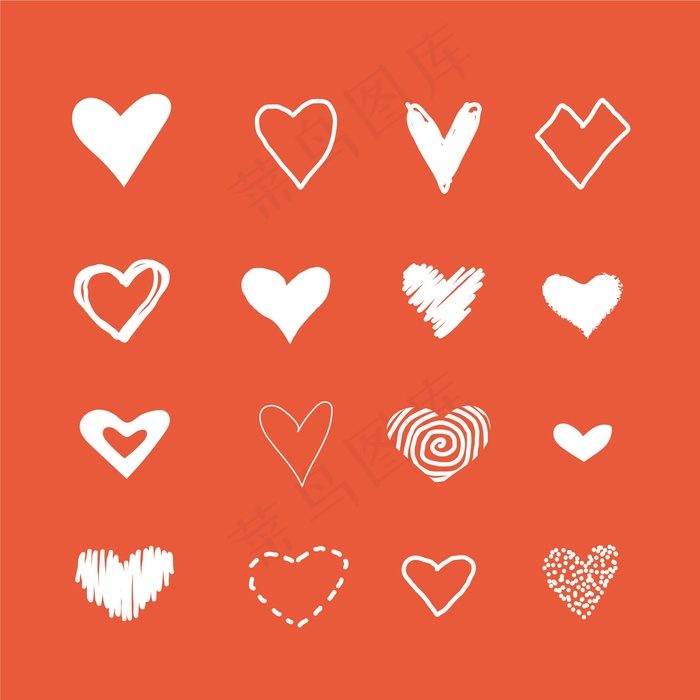 手绘心形插图包