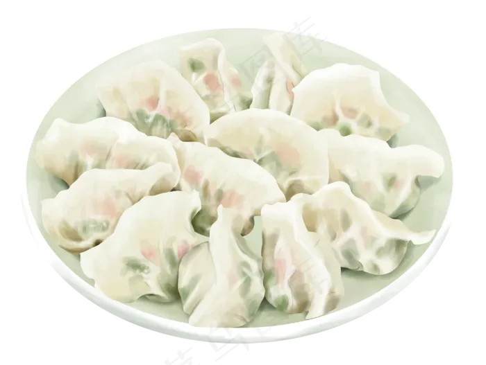 年夜饭手绘写实饺子(3000X2260(DPI:300))psd模版下载