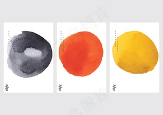 抽象海报与日本波浪式矢量。中国风格的水彩肌理。