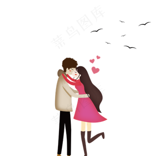 七夕情人节情侣亲吻