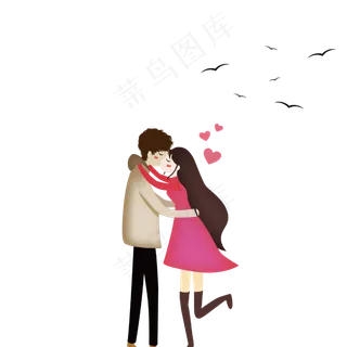 七夕情人节情侣亲吻