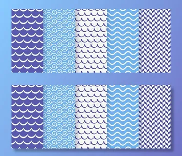 波浪形无缝图案。插图。海洋几何图案。