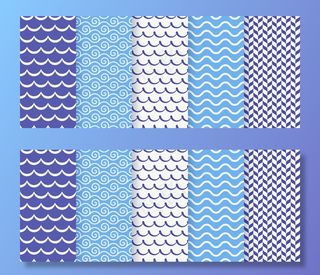 波浪形无缝图案。插图。海洋几何图案。