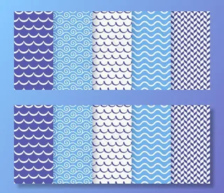 波浪形无缝图案。插图。海洋几何图案。