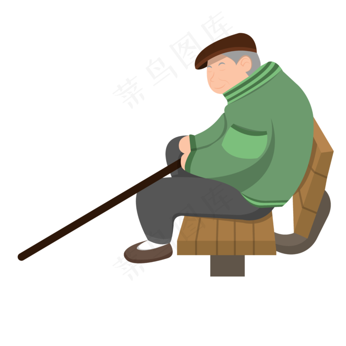 手绘矢量重阳节孤单老人