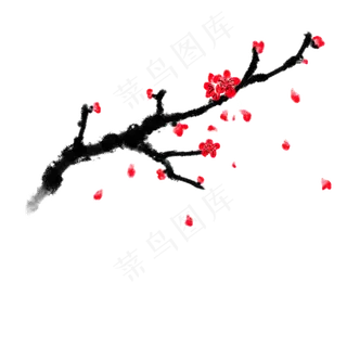 红色梅花树枝 