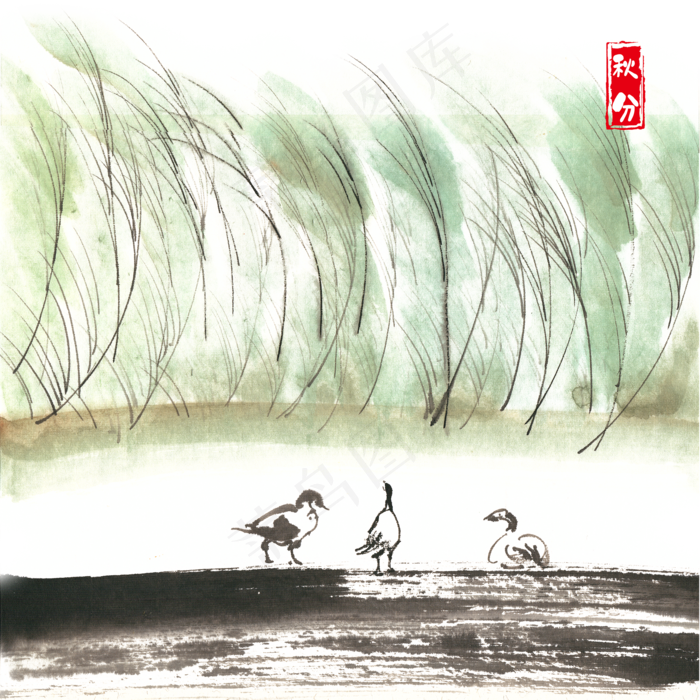 秋分寒江芦苇(3543X4724(DPI:150))psd模版下载