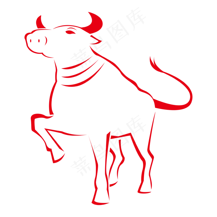 单色线稿牛年斗牛素材(3544*3544px 300 dpi )ai矢量模版下载