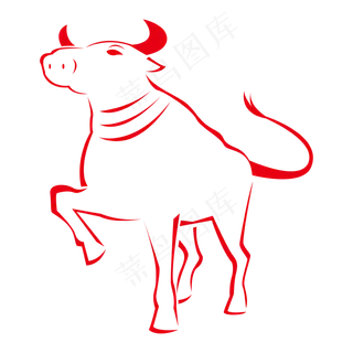 单色线稿牛年斗牛素材