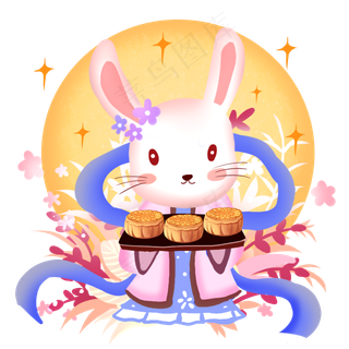 玉兔拟人端月饼