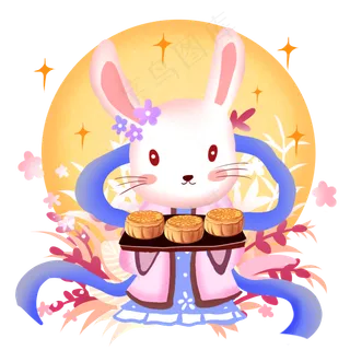 玉兔拟人端月饼