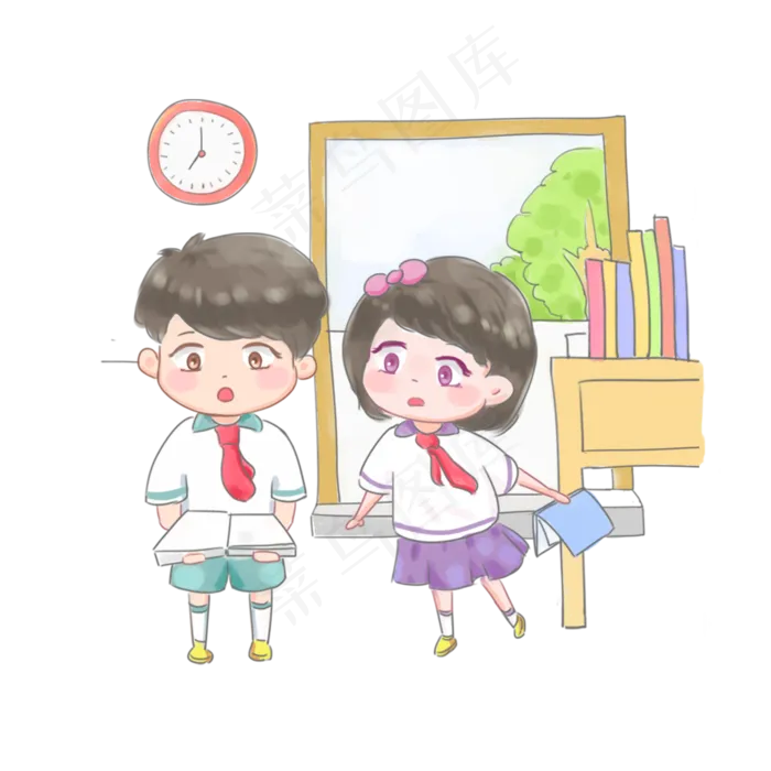 卡通手绘开学日上学的小学生(2000X2000(DPI:300))psd模版下载