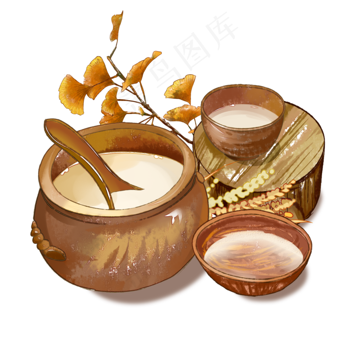 酒杯五谷酒插画水彩