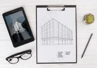 带剪贴板的俯视图排列