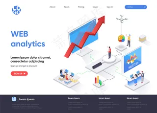 Web analytics等轴测登录页模板