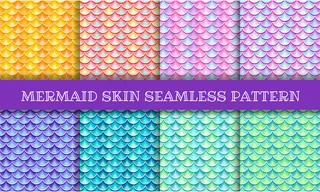美人鱼皮肤彩虹色无缝图案