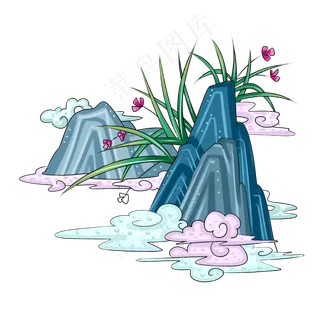 农历新年新中式风格装饰兰花手绘