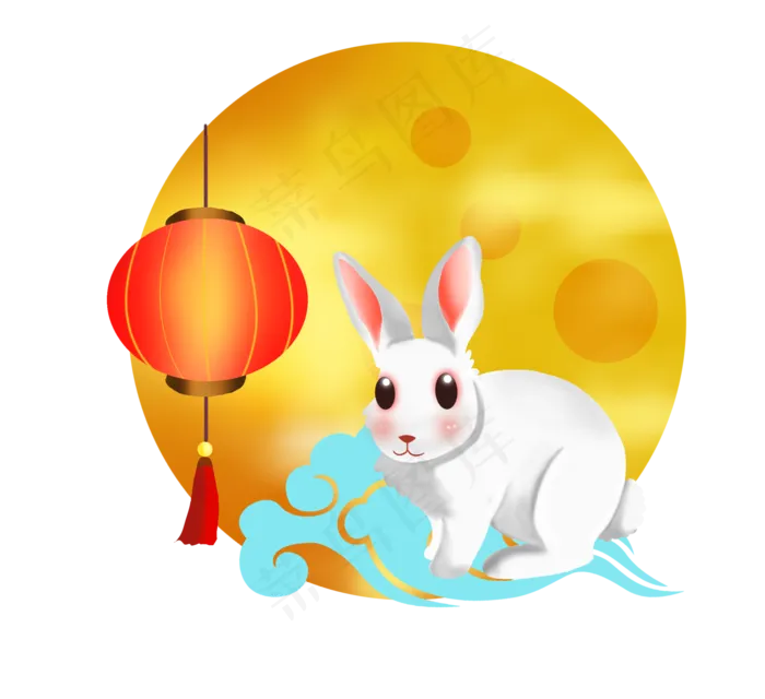 玉兔和红灯笼(2189X2000(DPI:300))psd模版下载