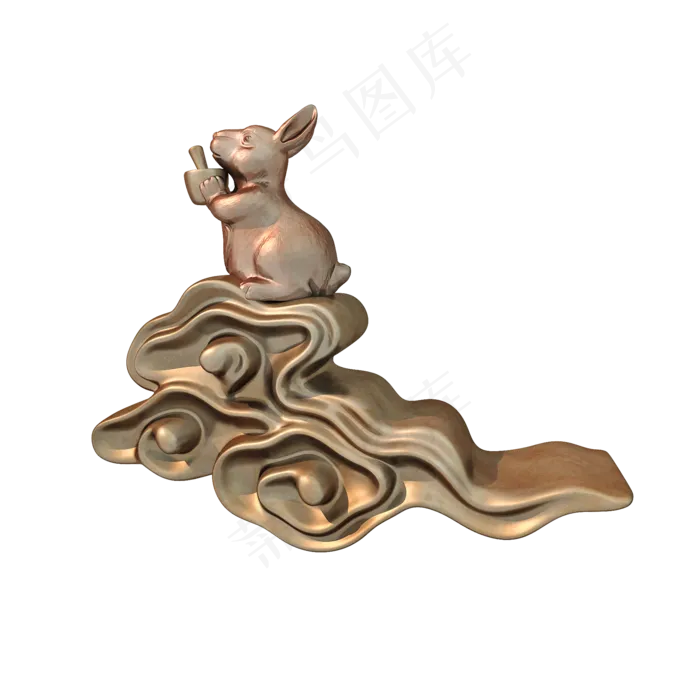 立体玉兔png图(2000X2000(DPI:300))psd模版下载