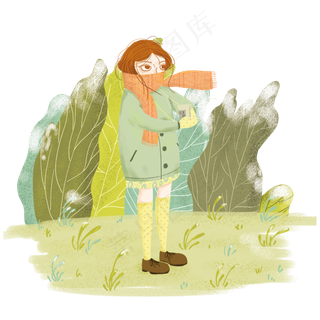 冬季冬天节气围巾女孩