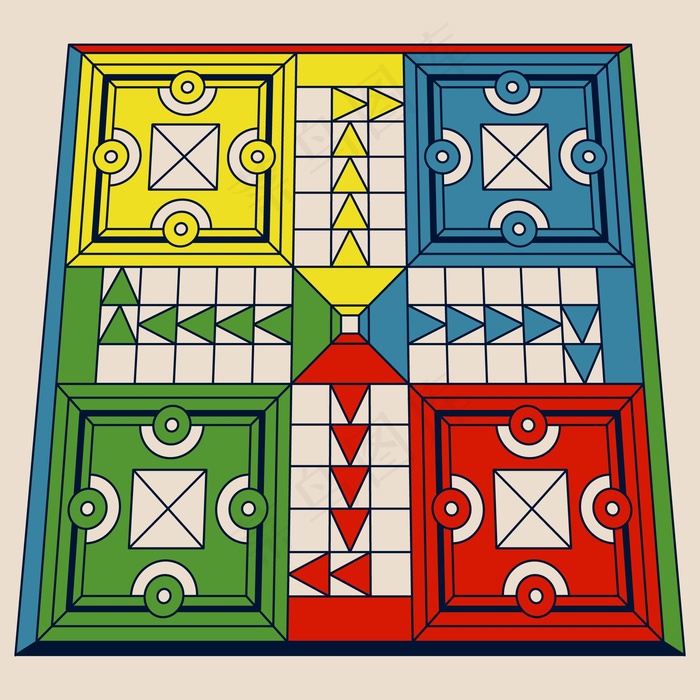 不同视角的Ludo棋盘游戏