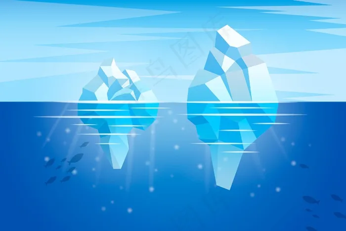 海洋与冰山插图概念eps,ai矢量模版下载