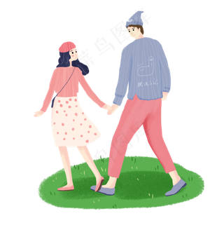 七夕情侣散步素材