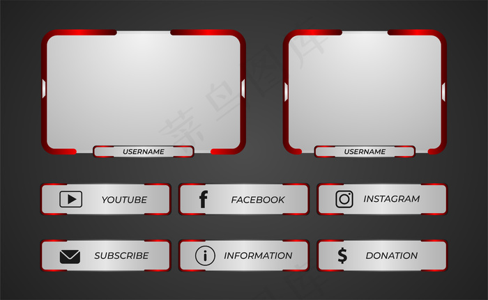 Twitch面板覆盖，用于游戏流媒体eps,ai矢量模版下载