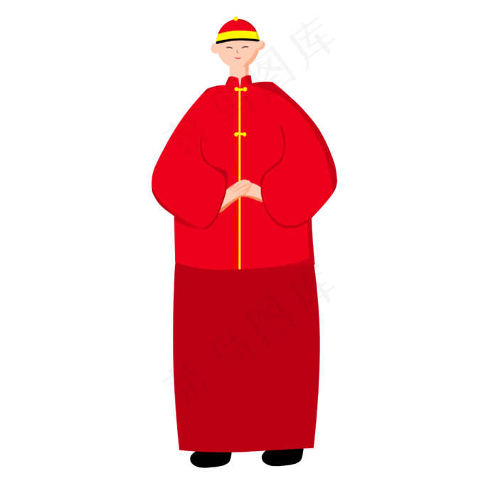 扁平新年拜年男孩(3000X3000(DPI:762))psd模版下载