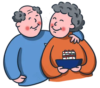 重阳节两位老人一起吃重阳糕