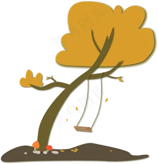 秋树落叶秋千秋天